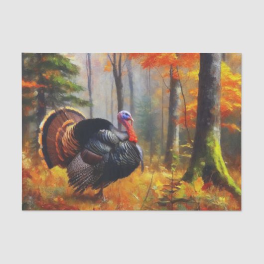Thanksgiving Turkije Olieverfschilderij Decoupage Tissuepapier (Voorkant)