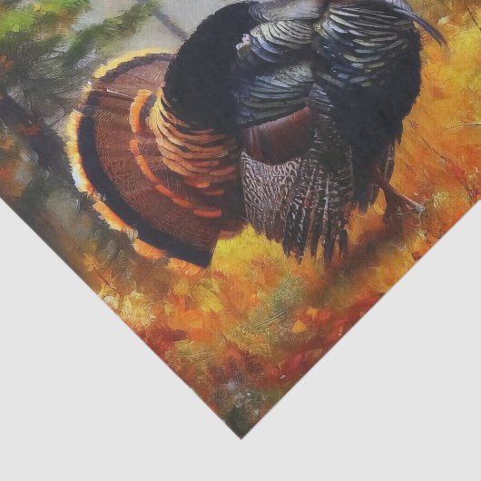 Thanksgiving Turkije Olieverfschilderij Decoupage Tissuepapier (Detail)