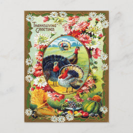 Thanksgiving Turkije Oogst Bloemen Briefkaart