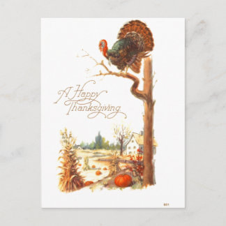 Thanksgiving Turkije op de Vintage van de boomtak Feestdagenkaart