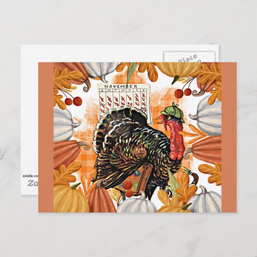  Thanksgiving, Turkije op de vlucht, Briefkaart (Voorkant / Achterkant)