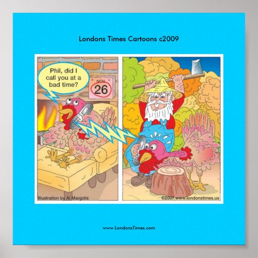 Thanksgiving Turkije op de wachtlijst van Cartoon Poster (Voorkant)