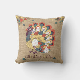 Thanksgiving Turkije op faux Burlap Pillow Kussen
