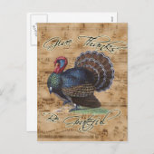 Thanksgiving Turkije op  Muziekblad Feestdagenkaart (Voorkant / Achterkant)