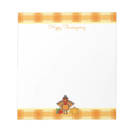 Thanksgiving Turkije Oranje Gingham boodschappenli Notitieblok