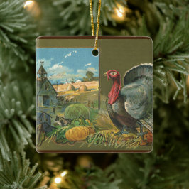 Thanksgiving, Turkije over de Boerderij Keramisch Ornament