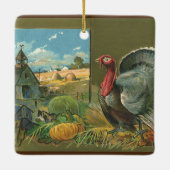 Thanksgiving, Turkije over de Boerderij Keramisch Ornament (Achterkant)