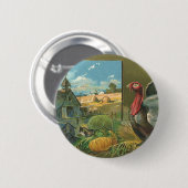  Thanksgiving, Turkije over de Boerderij Ronde Button 5,7 Cm (Voorkant /achterkant)