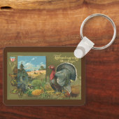  Thanksgiving, Turkije over de Boerderij Sleutelhanger (Voorkant)