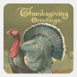  Thanksgiving, Turkije over de Boerderij Vierkante Sticker