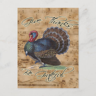 Thanksgiving Turkije over het muziekblad Feestdagenkaart