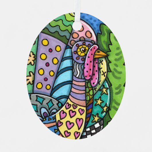 THANKSGIVING TURKIJE, PATCHWORK VEREN, VOLKSKUNST METALEN ORNAMENT (Voorkant)