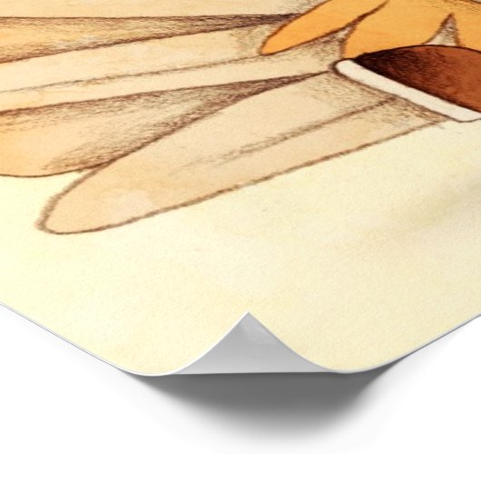 Thanksgiving Turkije Pilgrim Art Drawing Poster (Hoek)