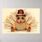 Thanksgiving Turkije Pilgrim Art Drawing Poster (Voorkant)