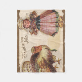 Thanksgiving, Turkije, Pilgrim Girl Fleece Deken