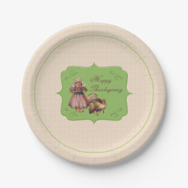 Thanksgiving, Turkije, Pilgrim Girl Papieren Bordje