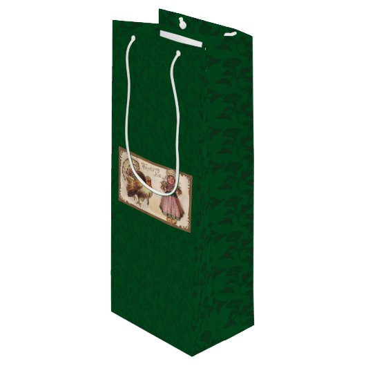  Thanksgiving, Turkije, Pilgrim Girl Wijn Cadeautas (Voorkant Gekanteld)