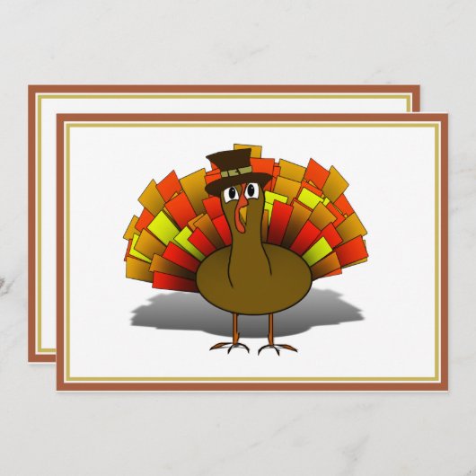 Thanksgiving Turkije Pilgrim Kaart (Voorkant / Achterkant)