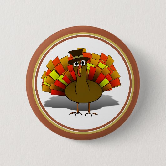 Thanksgiving Turkije Pilgrim Ronde Button 5,7 Cm (Voorkant)