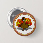 Thanksgiving Turkije Pilgrim Ronde Button 5,7 Cm (Voorkant /achterkant)