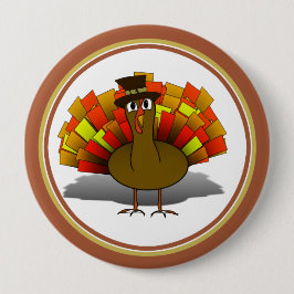 Thanksgiving Turkije Pilgrim Ronde Button 5,7 Cm