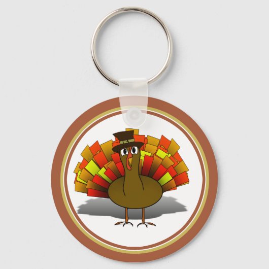 Thanksgiving Turkije Pilgrim Sleutelhanger (Voorkant)