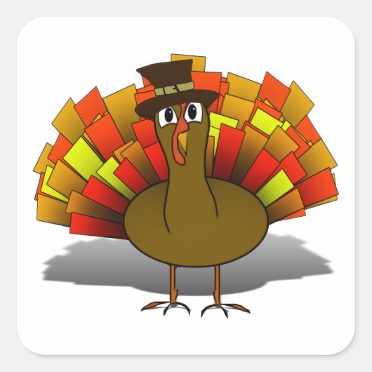 Thanksgiving Turkije Pilgrim Vierkante Sticker (Voorkant)
