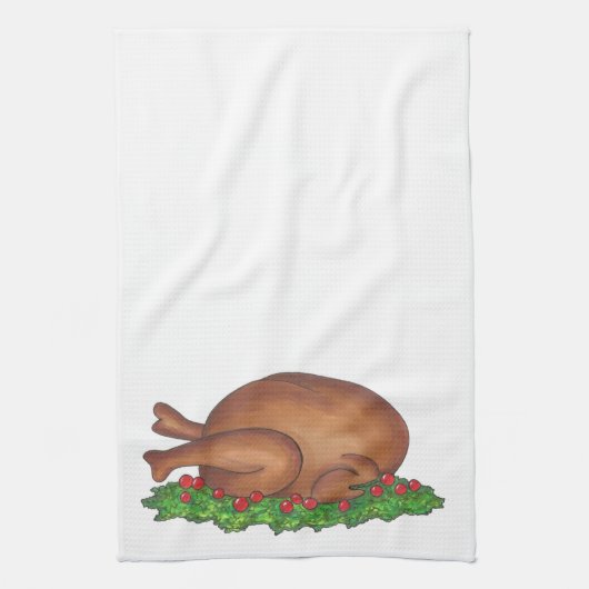 Thanksgiving Turkije Platter Kerst Vakantie Voedse Theedoek (Verticaal)