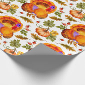 Thanksgiving Turkije, pompoenen en herfstbladeren Cadeaupapier (Hoek)