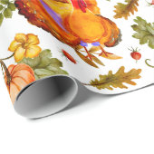 Thanksgiving Turkije, pompoenen en herfstbladeren Cadeaupapier (Rol Hoek)