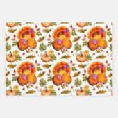 Thanksgiving Turkije, pompoenen en herfstbladeren Inpakpapier Vel (Voorkant 2)