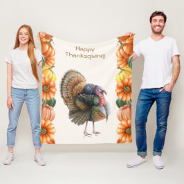 Thanksgiving Turkije Pompoenen Fleece Deken
