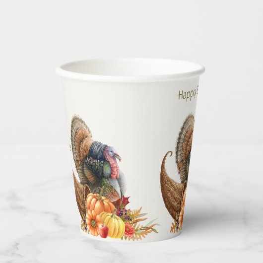 Thanksgiving Turkije pompoenen papieren bekers (Voorkant)