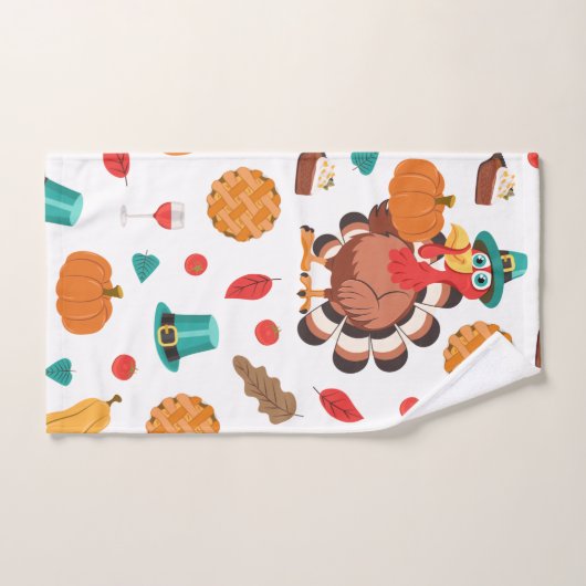 Thanksgiving Turkije Pumpkin Pie Pattern Handdoek (Handdoek)