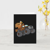 Thanksgiving Turkije Riding Monster Truck Boys Kin Kaart (Gele Bloem)