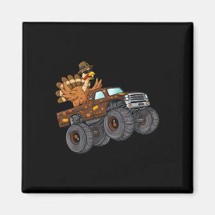 Thanksgiving Turkije Riding Monster Truck Boys Kin Magneet
