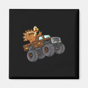 Thanksgiving Turkije Riding Monster Truck Boys Kin Magneet