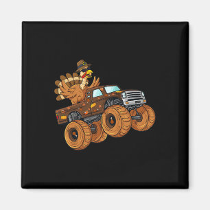 Thanksgiving Turkije Riding Monster Truck Boys Kin Magneet