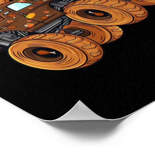 Thanksgiving Turkije Riding Monster Truck Boys Kin Poster (Hoek)