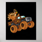 Thanksgiving Turkije Riding Monster Truck Boys Kin Poster (Voorkant)