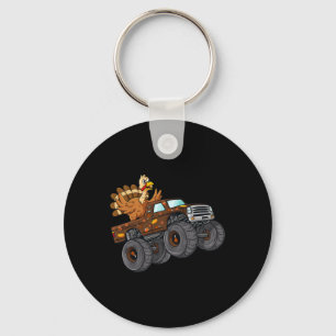 Thanksgiving Turkije Riding Monster Truck Boys Kin Sleutelhanger