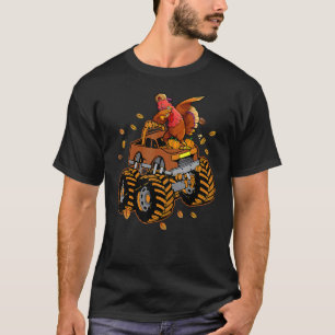 Thanksgiving Turkije Riding Monster Truck Boys Kin T-shirt