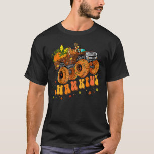 Thanksgiving Turkije Riding Monster Truck Boys Kin T-shirt