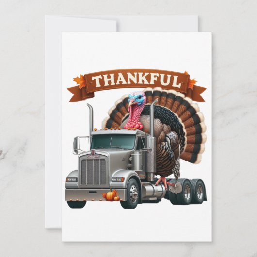 Thanksgiving Turkije Riding Semi Truck Kaart (Voorkant)