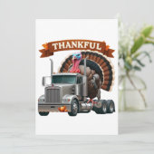 Thanksgiving Turkije Riding Semi Truck Kaart (Staand voorkant)