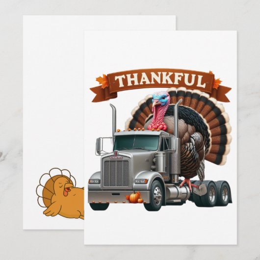 Thanksgiving Turkije Riding Semi Truck Kaart (Voorkant / Achterkant)