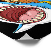 Thanksgiving Turkije Riding Shark Fun Peuter Boys Poster (Hoek)