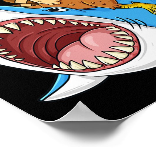 Thanksgiving Turkije Riding Shark Fun Peuter Boys Poster (Hoek)