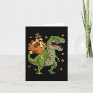 Thanksgiving Turkije Riding T Rex Dinosaur Toddler Kaart