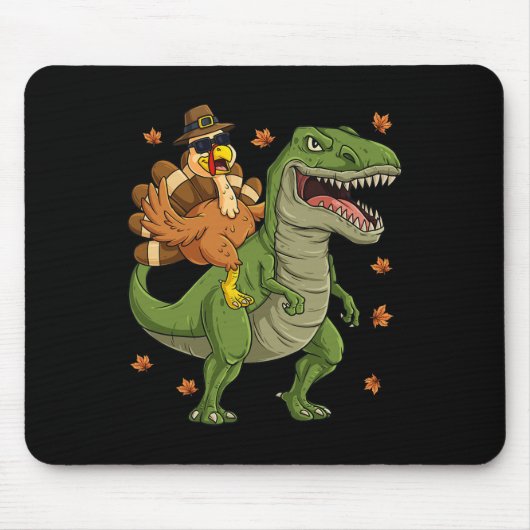 Thanksgiving Turkije Riding T Rex Dinosaur Toddler Muismat (Voorkant)